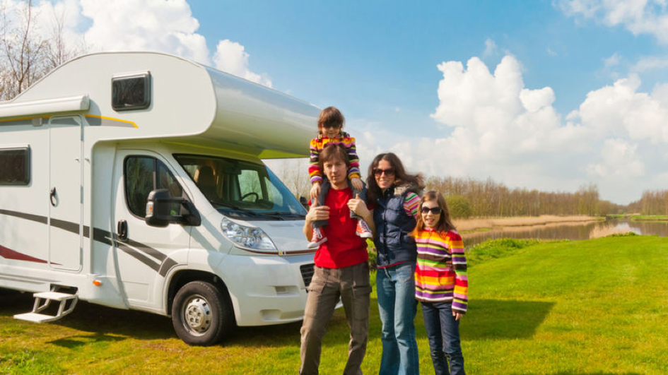 family and caravan